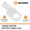 Picture of SELTERM 2pcs 4 AWG 3/8" Stud (X - Wide Pad) Tinned Copper Wire Lugs, Battery Lugs, Ring Terminals, Battery Cable Ends, 4 Guage Ring Terminal Connectors, UL Marine Grade Battery Terminal Connectors