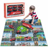 Picture of TEMI Diecast Emergency Fire Rescue Vehicle Toy Set w/Play Mat, Truck Carrier,Ambulance, Alloy Metal Fighting Car for 3 4 5 6 Years Old Toddlers Kids Boys and Girls