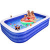 Picture of Inflatable Swimming Pool for Kids, AirExpect 120"x72"x22" Full-Sized Family Swim & Ball Pool with Built-in Cup Holders for 2 3 4 5 Years Old Kids and Adults, Summer Swim Center for Garden and Backyard