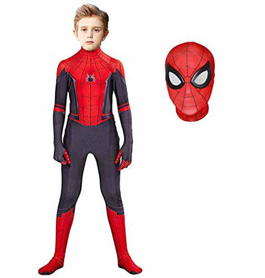 Picture of Superhero Costume Bodysuit for Kids Halloween Cosplay Jumpsuit 3D Style (Kids-XXL (Height: 55-59Inch), Red)