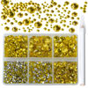 Picture of Bymitel 5000 Pieces 6 Mixed Sizes Glue Fix on  Glass Rhinestones Round Crystal Gems Flatback for DIY Jewelry Making with one Picking Pen (6-Sizes 5000PCS, Citrine)