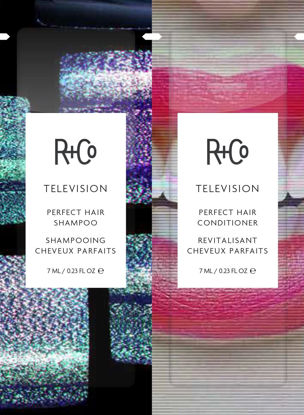 Picture of R+Co Television Perfect Shampoo/Conditioner Tandem Packette | Body + Shine + Smoothing for All Hair Types | Vegan + Cruelty-Free | .46 ml