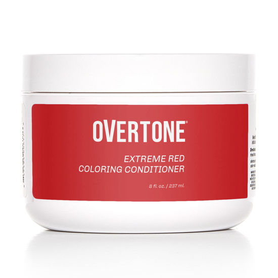 Picture of oVertone Haircare Color Depositing Conditioner - 8 oz Semi-permanent Hair Color Conditioner With Shea Butter & Coconut Oil - Extreme Silver Temporary Cruelty-Free Hair Color (Extreme Red)