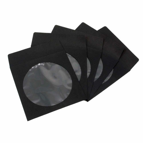 Picture of 100 Pack Maxtek Premium Thick Black Color Paper CD DVD Sleeves Envelope with Window Cut Out and Flap, 100g Heavy Weight.