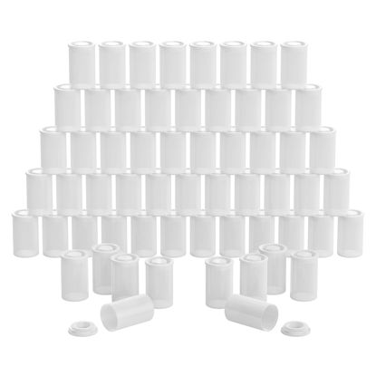 Picture of Houseables Film Canisters w/ Caps, 60 Pk, 35MM Empty Camera Reel Containers, for Rockets, White, 8 OZ, 2" H, 1" W, Plastic, Films Developing Processing Tube, Roll Case, Small Accessories, Storage