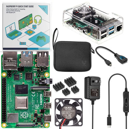 Picture of Vilros Basic Starter Kit for Raspberry Pi 4 with Fan Cooled ABS Case Includes Raspberry Pi 4 Board and 7 Accessories (8GB, Clear Transparent Case)