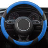 Picture of Xizopucy Black and Blue Microfiber Leather Steering Wheel Cover，Universal 15 inch Steering Wheel Covers for Car Truck SUV，Breathable, Anti Slip & Odor Free(Black+Blue)…