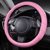 Picture of CAR PASS Line Rider Microfiber Leather Sporty Car Steering Wheel Cover Universal Fits for Cars, Anti-Slip Safety Comfortable Desgin (Pure Pink)