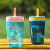 Picture of Zak Designs Kelso 15 oz Tumbler Set, (Underwater) Non-BPA Leak-Proof Screw-On Lid with Straw Made of Durable Plastic and Silicone, Perfect Baby Cup Bundle for Kids (2pc Set)