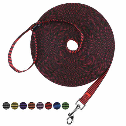 Picture of Hi Kiss Dog/Puppy Obedience Recall Training Agility Lead - 15ft 20ft 30ft 50ft 100ft Training Leash - Great for Training, Play, Camping, or Backyard(15ft,Black_red)