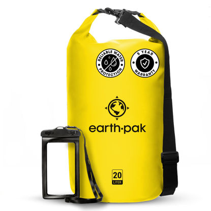 Picture of Earth Pak -Waterproof Dry Bag - Roll Top Dry Compression Sack Keeps Gear Dry for Kayaking, Beach, Rafting, Boating, Hiking, Camping and Fishing with Waterproof Phone Case