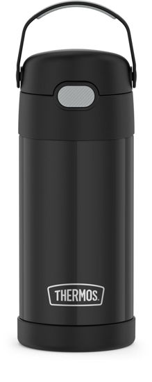 Picture of THERMOS FUNTAINER 12 Ounce Stainless Steel Vacuum Insulated Kids Straw Bottle, Black