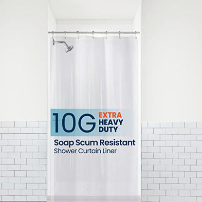 Picture of LiBa PEVA 10-Gauge Shower Curtain Liner, 36” W x 72” H - Clear, 10G Extra Heavy Duty Thickness for Bathroom