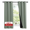 Picture of NICETOWN Greyish Green 100% Blackout Lined Curtains, 2 Thick Layers Narrow Wide Window Treatment Panels Thermal Insulated Drapes for Kitchen Small Window (1 Pair, 37" Width x 63" Length Each Panel)