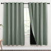 Picture of NICETOWN 100% Blackout Window Curtain Panels, Full Light Blocking Drapes with Black Liner for Nursery, 72-inch Drop Thermal Insulated Draperies (Greyish Green, 2 Pieces, 70-inch Wide Per Panel)