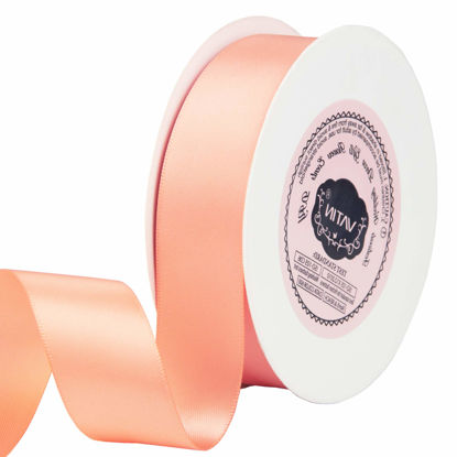 Picture of VATIN 1 inch Double Faced Polyester Satin Ribbon Peach -Continuous 25 Yard Spool, Perfect for Wedding, Wreath, Baby Shower,Packing and Other Projects