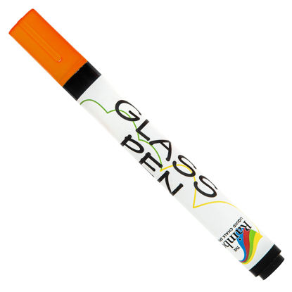 Picture of Glass Pen Window Marker: Liquid Chalk Markers for Glass, Car Marker or Mirror Pen with Washable Paint - Car Windows, Mirror, Storefront Windows, Parade & Party, Holiday (Orange, Fine Tip)