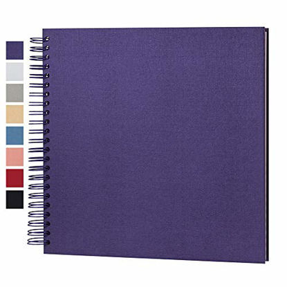 Picture of potricher 12 x 12 Inch DIY Scrapbook Photo Album Hardcover Kraft Blank Purple Page Wedding and Anniversary Family Photo Album (Purple, 12Inch)