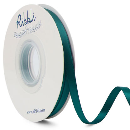 Picture of Ribbli Teal Double Faced Satin Ribbon,1/4” x Continuous 25 Yards,Use for Craft Bows Bouquet, Gift Wrapping, Wedding Decoration, Floral Arrangement