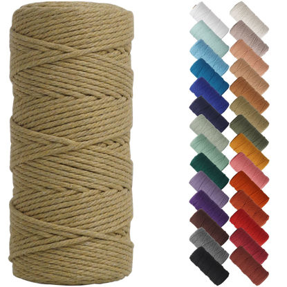 Picture of NOANTA Khaki Macrame Cord 3mm x 109yards, Colored Macrame Rope, Cotton Rope Macrame Yarn, Colorful Cotton Craft Cord for Wall Hanging, Plant Hangers, Crafts, Knitting