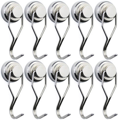 Picture of BAVITE Swivel Swing Magnetic Hook New Upgraded, 60LB (10 Pack) Refrigerator Magnetic Hooks,Strong Neodymium Magnet Hook, Perfect for Refrigerator and Other Magnetic Surfaces,67.5mm(2.66in) in Length