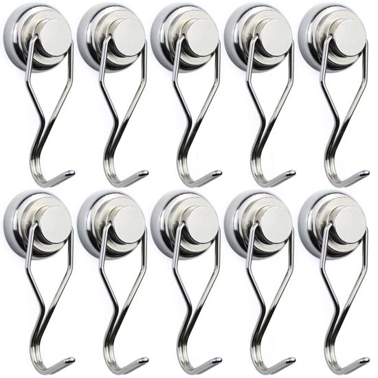 Picture of BAVITE Swivel Swing Magnetic Hook New Upgraded, 60LB (10 Pack) Refrigerator Magnetic Hooks,Strong Neodymium Magnet Hook, Perfect for Refrigerator and Other Magnetic Surfaces,67.5mm(2.66in) in Length