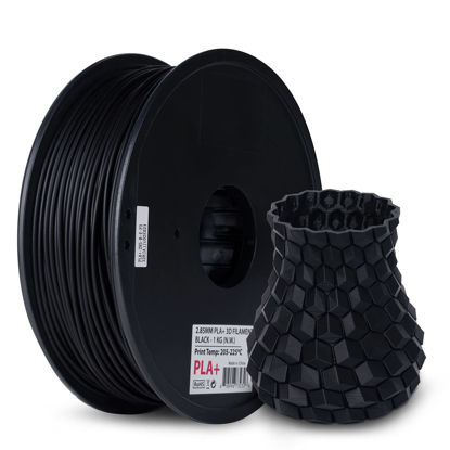 Picture of Inland PLA Plus (PLA+) 3D Printer Filament 2.85mm - PLA Pro Dimensional Accuracy +/- 0.03 mm - 1 kg Spool (2.2 lbs) - Fits Most FDM/FFF Printers - Odor Free, Clog Free 3D Printing Filaments - Black