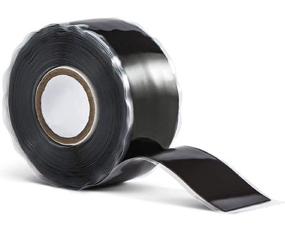 Picture of Rescue Tape, 1" x5' Black Self-Fusing Silicone Tape, Heavy Duty and Leak Proof Rubber Hose Tape, Pipe Repair Tape for Water Leaks, 1mm in Thickness (Thickened)