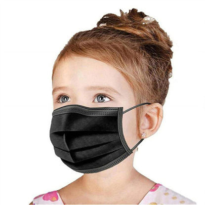 Picture of Kids Face Masks Disposable Mask 100 Pcs Children Sized Breathable Mouth Cover Black Face Mask for Kids