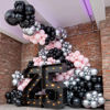 Picture of Black Balloon Garland Arch Kit 100 Pack 18/12/10/5 Inch Black Latex Balloons Different Sizes Party Balloon for Halloween Christmas Thanksgiving Graduation Birthday Party Decorations