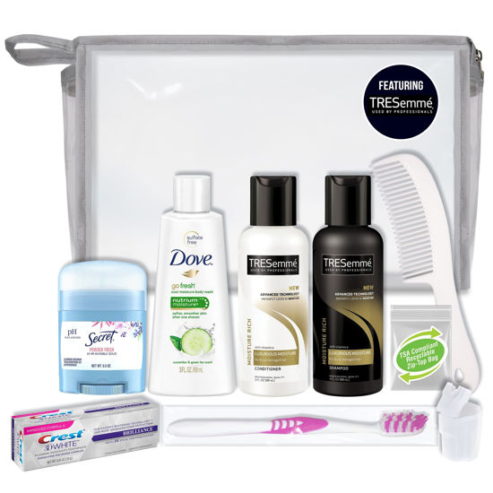 Picture of Convenience Kits international 10 PC Deluxe Kit, Featuring: Tresemme Hair and Dove Body Travel-Size Products, Silver