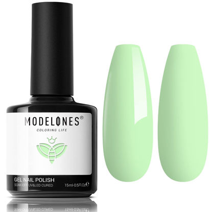 Picture of modelones Gel Nail Polish Set, 15ML Spring Summer Pastel Green Gel Polish 1Pcs Nail Polish Gel Soft Lagoon Green Gel Nail Soak Off LED Nail Art Manicure Gifts for Women DIY Salon