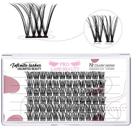 Picture of Cluster Lashes 72 Pcs Lash Clusters DIY Eyelash Extension Individual Cluster Eyelashes Crush Style Self-Application Fluffy Super Thin Band Reusable Soft & Comfortable(Crush-D-10mm)