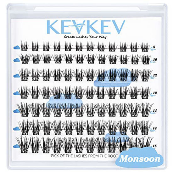 Picture of Lash Clusters 84 Pcs Cluster Lashes Eyelash Clusters DIY Cluster Eyelash Extensions Individual Lashes Thin Band & Soft(Monsoon,D-8-16mix)