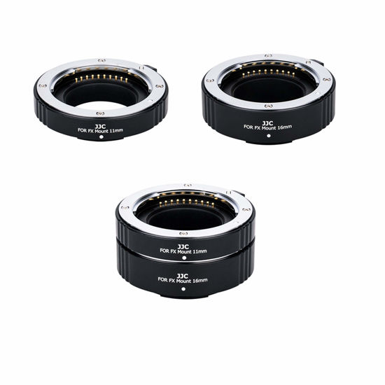 Picture of JJC X Mount Auto Focus Macro Extension Tube Set for Fuji Fujifilm X-T5 X-T4 X-T3 X-T2 X-T1 X-S10 X-T30 II X-T20 X-T10 X-H1 X-H2 X-H2S X-PRO3 PRO2 X-E4 X-E3 & More, Replaces Fujifilm MCEX-11 MCEX-16