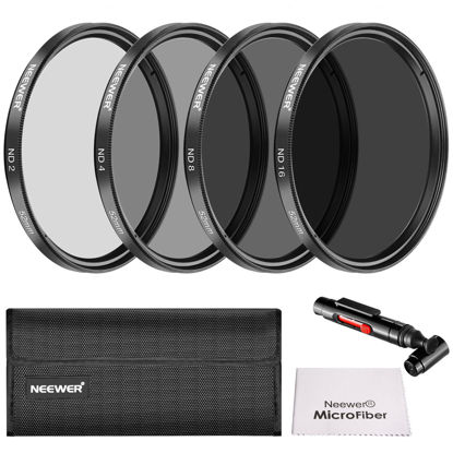 Picture of NEEWER 52mm ND Lens Filter Kit: ND2 ND4 ND8 ND16, Lens Cleaning Pen, Filter Pouch Neutral Density Filter and Accessory Kit Compatible with Canon Nikon Sony Panasonic DSLR Cameras with 52mm Lens