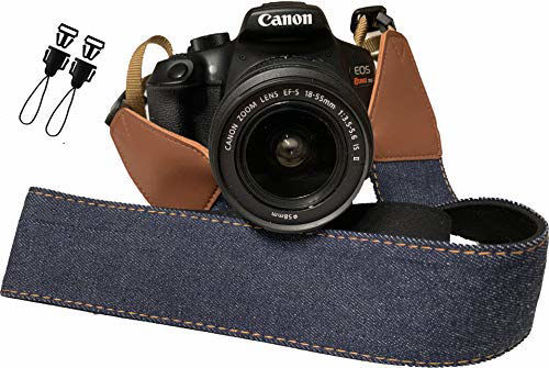 Picture of Blue Jeans Camera Strap Real Denim for All SLR Camera, Denim style , Universal DSLR Strap Neck Shoulder Camera Strap for Canon, Nikon,Sony, Fujifilm Digital Camera, Best Gift for Photographers