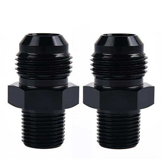 Picture of EVIL ENERGY 10AN Male Flare to 3/8" NPT Pipe Fitting Adapter Aluminum Straight Black 2PCS