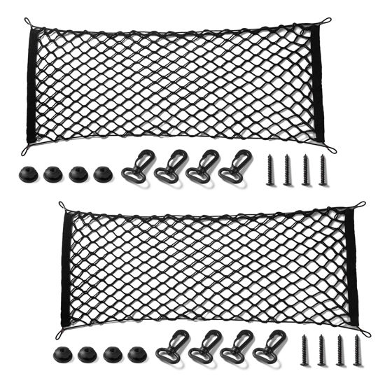 Picture of Amiss 2 Packs Cargo Net Stretchable, Adjustable Elastic Trunk Storage Net with Hook for SUVs, Cars and Trucks (35.4x15.8 Inch)