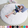 Picture of White Round Rug for Bedroom,Fluffy Circle Rug 5'X5' for Kids Room,Furry Carpet for Teen's Room,Shaggy Circular Rug for Nursery Room,Fuzzy Plush Rug for Dorm,White Carpet,Cute Room Decor for Baby