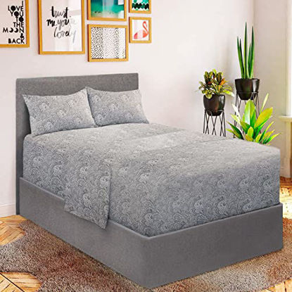 Picture of Mellanni Extra Deep Pocket Twin Sheet Set - Iconic Collection Bedding Sheets & Pillowcases - Hotel Luxury, Ultra Soft, Cooling Bed Sheets - Extra Deep Pocket up to 21" - 3 PC (Twin, Paisley Gray)