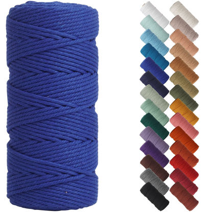 Picture of NOANTA Royal Blue Macrame Cord 3mm x 109yards, Colored Macrame Rope, Cotton Rope Macrame Yarn, Colorful Cotton Craft Cord for Wall Hanging, Plant Hangers, Crafts, Knitting