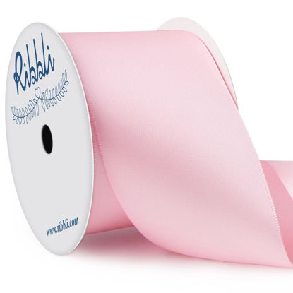 Picture of Ribbli Light Pink Double Faced Satin Ribbon, 2” x Continuous 10 Yards,Use for Bows Bouquet,Gift Wrapping,Baby Shower,Floral Arrangement