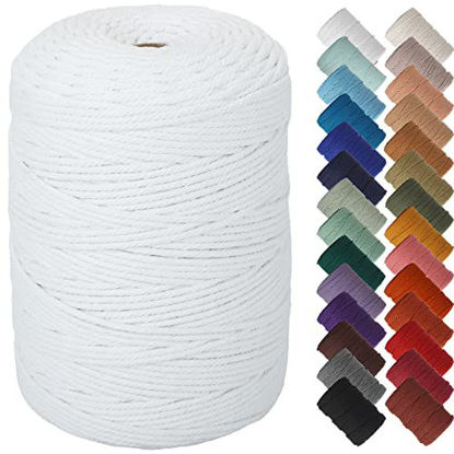 Picture of NOANTA White Macrame Cord 3mm x 328yards, Colored Macrame Rope, Cotton Rope Macrame Yarn, Colorful Cotton Craft Cord for Wall Hanging, Plant Hangers, Crafts, Knitting