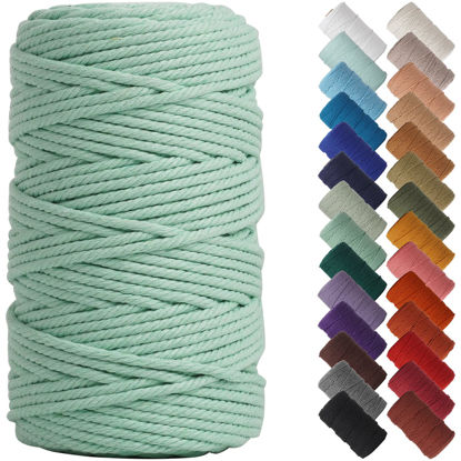 Picture of NOANTA Mint Green Macrame Cord 4mm x 109yards, Colored Macrame Rope, Cotton Cord Macrame Yarn, Colorful Cotton Craft Cord for Wall Hanging, Plant Hangers, Crafts, Knitting
