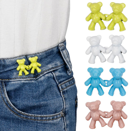 TOOVREN Cute Bear Button Pins for Jeans, No Sew and No Tools Instant Pant  Waist Tightener, Adjustable Jean Buttons Pins for Loose Jeans 4 Sets