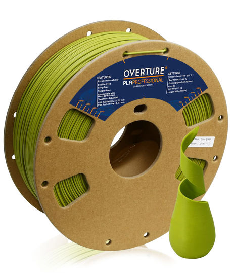 Picture of OVERTURE PLA Plus (PLA+) Filament 1.75mm PLA Professional Toughness Enhanced PLA Roll, Cardboard Spool, Premium PLA 1kg(2.2lbs), Dimensional Accuracy 99% Probability +/- 0.03mm (Olive Green)