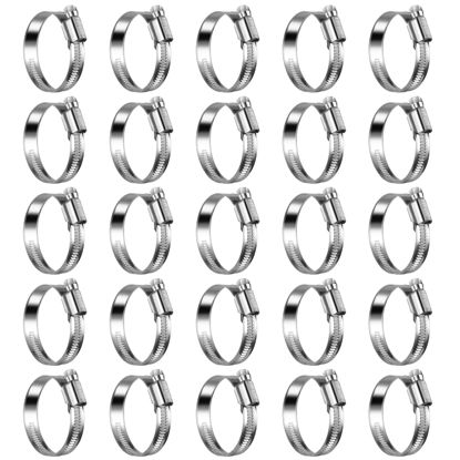 Picture of STEELSOFT Heavy Duty High Pressure 1-1/2"Hose Clamp Size#24, 32-50mm Adjustable Worm Gear Drive Stainless Steel Automotive Radiator Hose Clamps 1-1/2 inch 1.5 inch, 25 Pack