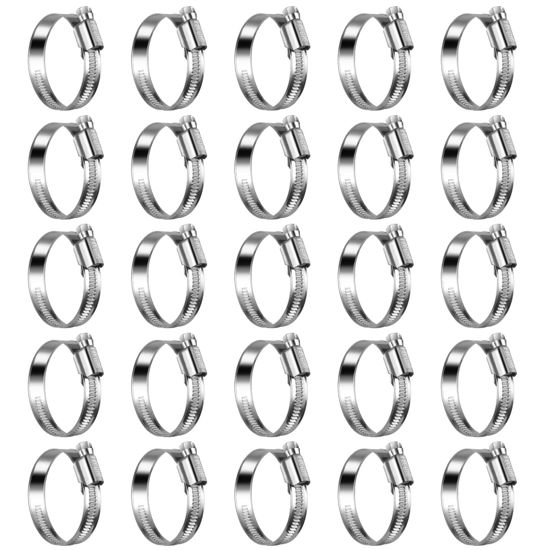 Picture of STEELSOFT Heavy Duty High Pressure 1-1/2"Hose Clamp Size#24, 32-50mm Adjustable Worm Gear Drive Stainless Steel Automotive Radiator Hose Clamps 1-1/2 inch 1.5 inch, 25 Pack