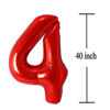 Picture of Red 40 Number Balloons Big Giant Jumbo 40 Foil Mylar Balloon for 40th Birthday Party Decorations 40 Inch